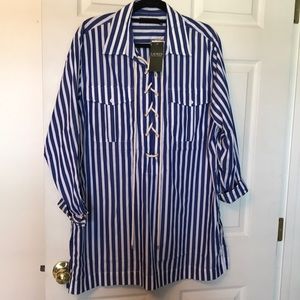 Ralph Lauren Nautical Tunic Shirt Stripe New w/tags XL Cotton